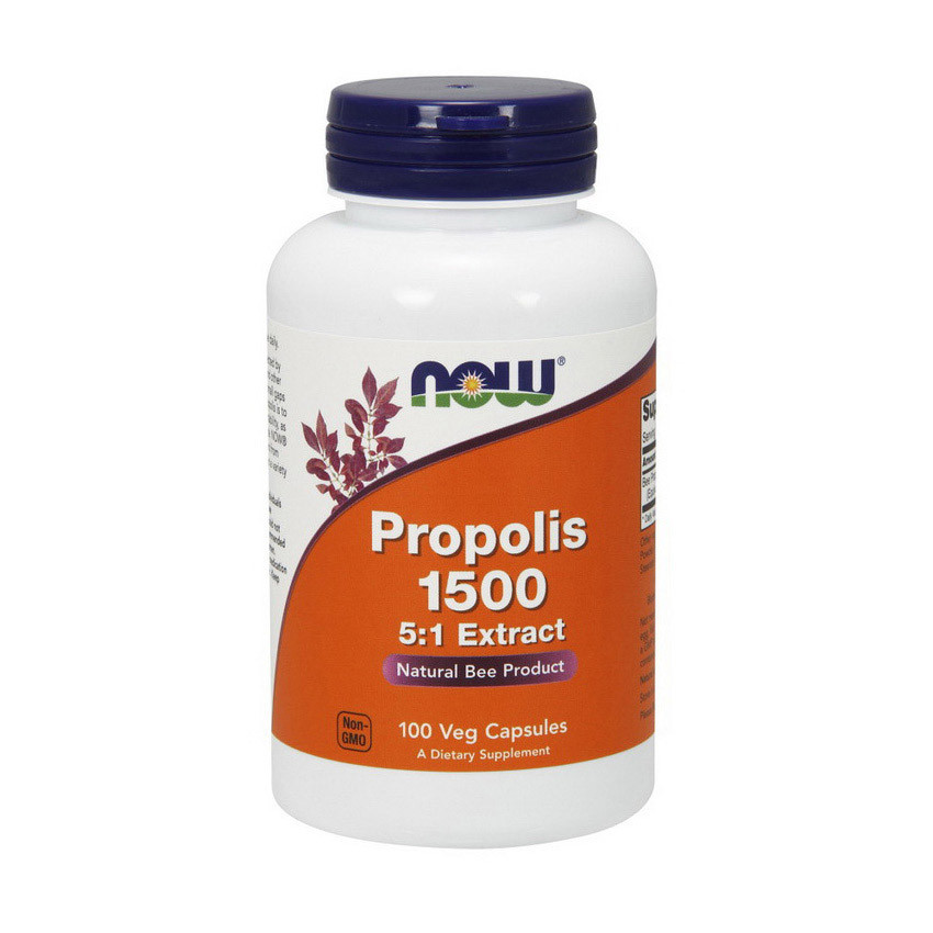 NOW Propolis 1500 5:1 extract 100 veg caps, фото №1