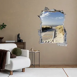 Наклейка на стіну DW000179 Bridge to the Beach Сірий камінь 100 x 130 см synthetic.ua - Фото 1