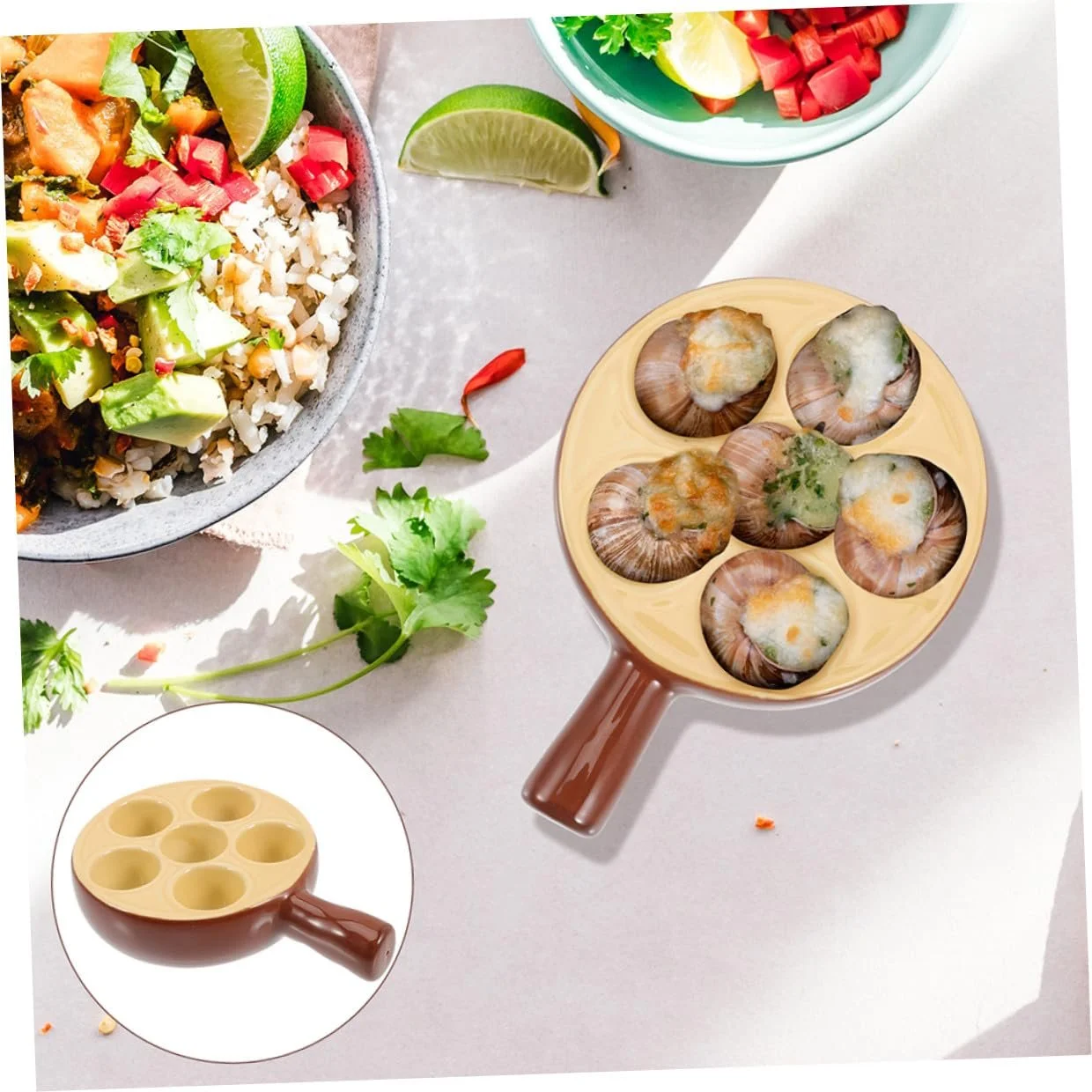 Форма для запікання равликів набір з 2 шт, керамічна з заглибленнями та ручками, термостійка, фото №9