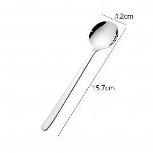 Круглая суповая ложка, 6 штук, из нержавеющей стали, ложка для бульона, с длинной ручкой, аксессуары для дома, кухни, ресторана synthetic.ua - Фото 1