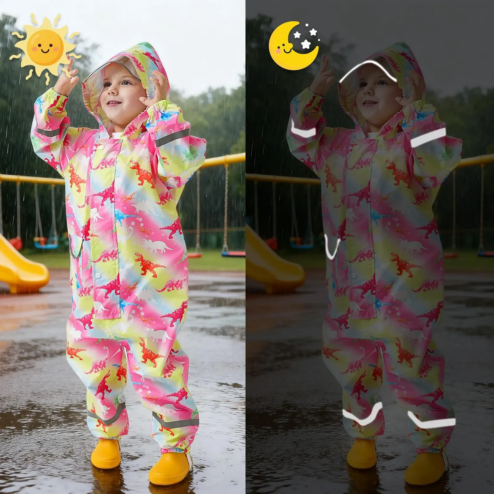 Дитячий дощовий комбінезон FILOWA, водонепроникний комбінезон від бруду з капюшоном, фото №2