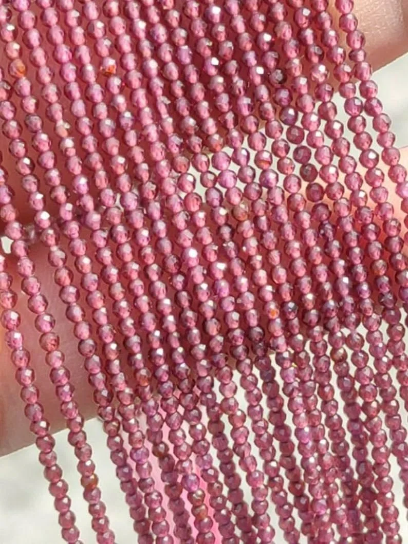 Бусины Родолит Натуральный Граненые рондель 2 мм, нить длиной 33 см, камни для ожерелья и браслетов, фото №4