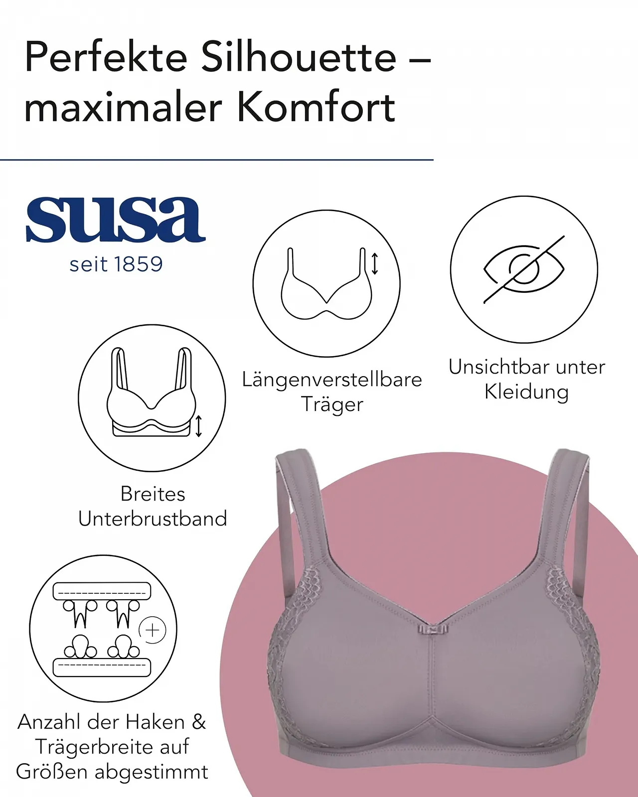 Бюстгальтер мінімайзер Susa London з кісточками формований Grey (frosty lavender 268) розмір 100D, фото №6 Бюстгальтер мінімайзер Susa London з кісточками формований Grey (frosty lavender 268) розмір 100D, фото №6