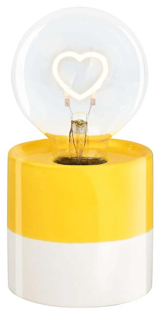 Світлодіодна декоративна лампа moses. Smile у формі лампочки із серцем на батарейках жовта, фото №1