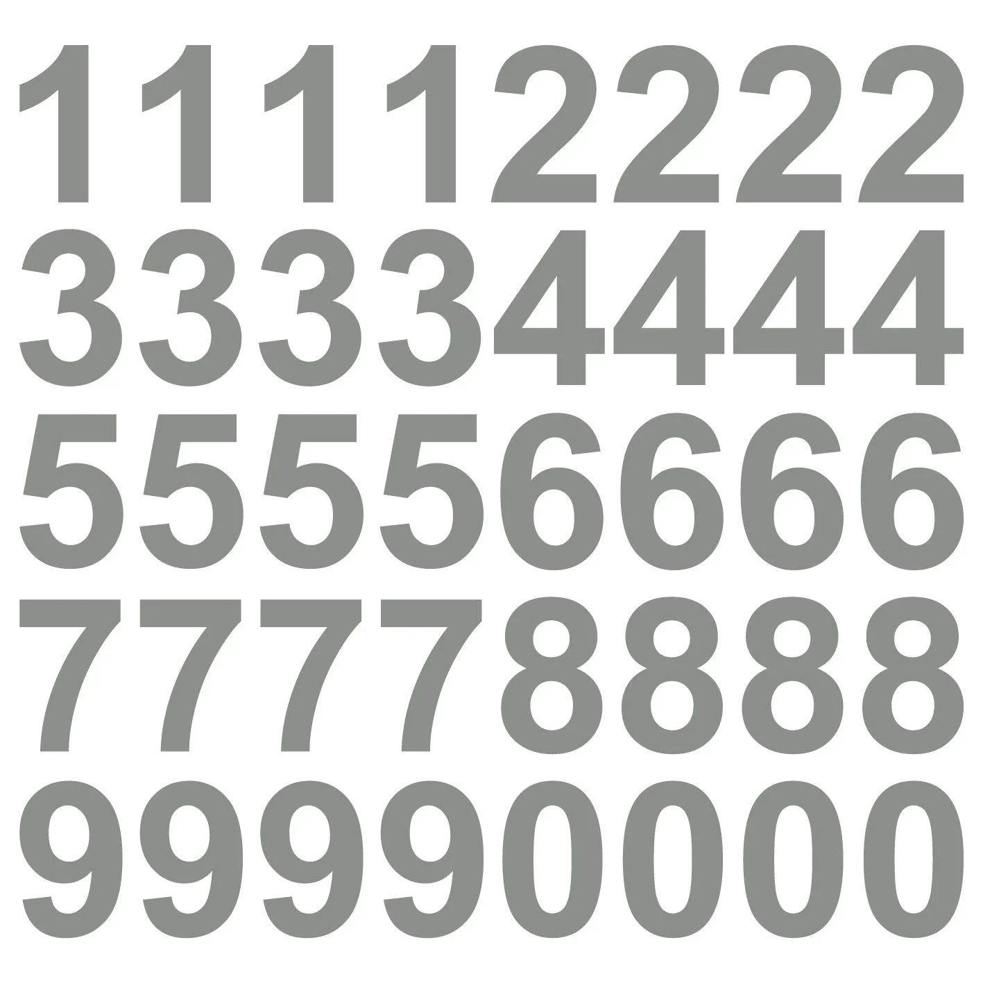 Наклейки Цифры kleb-Drauf 40 шт Высота 10 см Серый матовый, фото №1