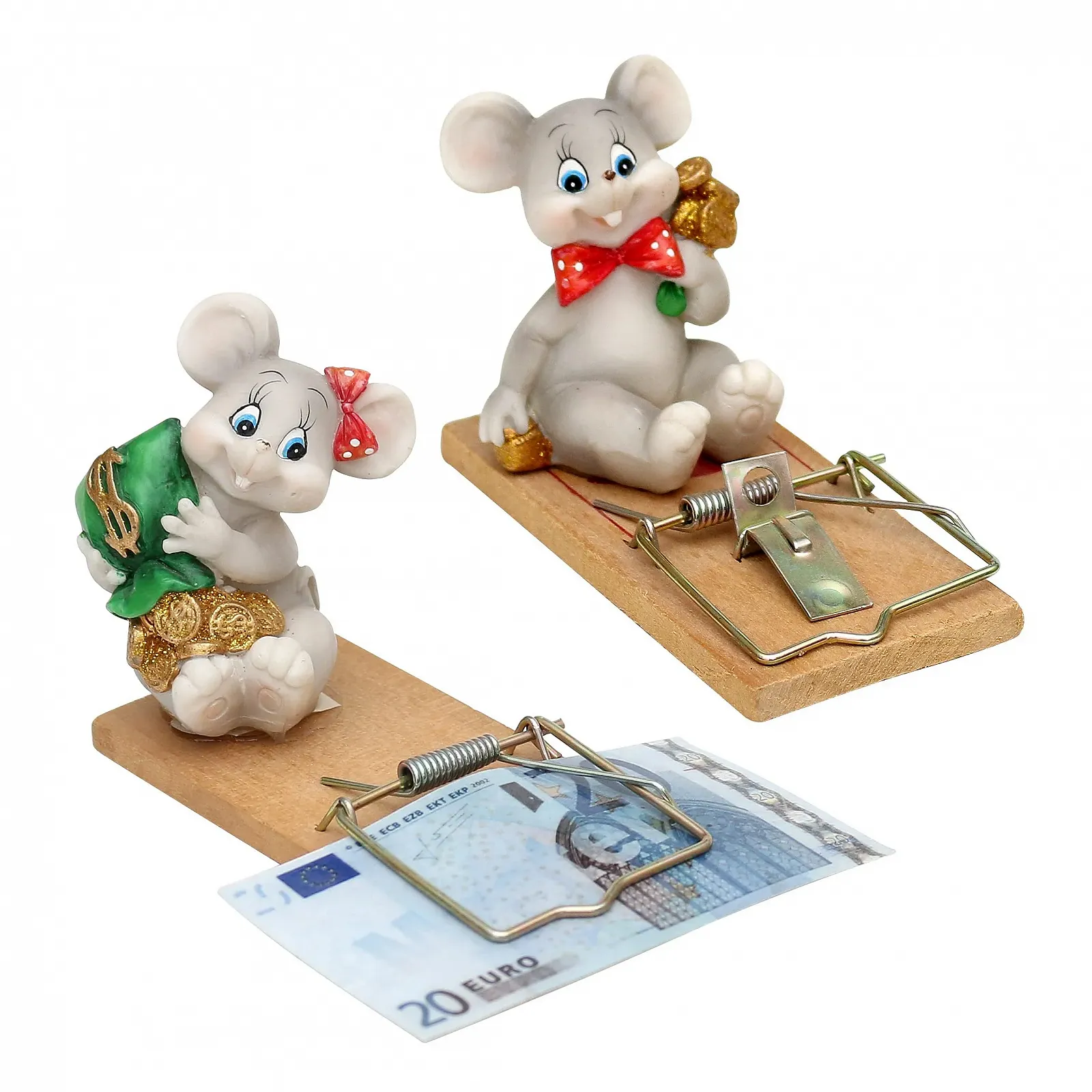 Скарбничка Dekohelden24 Миша на мишоловці Набір 2 шт. 4 x 10 x 6 см, фото №1