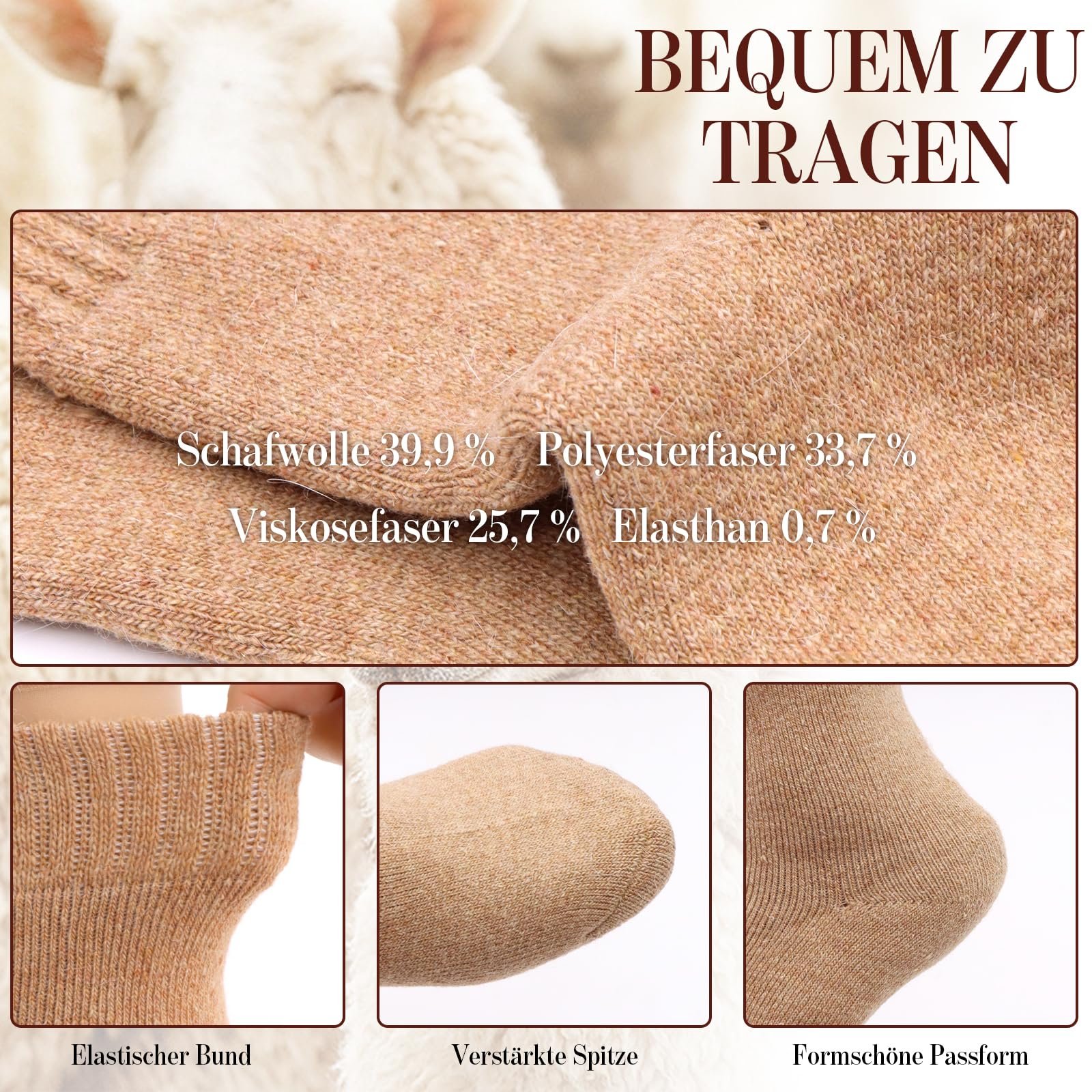 Термоноски Женские (4 пары) 35-39 Шерстяные Мягкие Носки Теплые Зимние Удобные Шерстяные Толстые Кашемировые Термо для Дома, фото №4