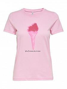 Футболка ONLKITA LIFE REG SEQ TOP BOX JRS 15229226 Lilac Sachet ICECREAM ONLY Розовий S - Фото 1