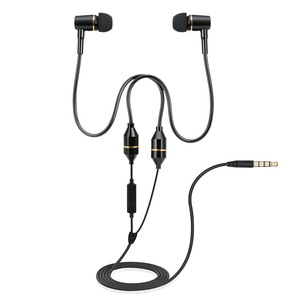 Навушники Docooler FC12 Stereo Music Audio 3.5 мм Anti Radiation Air Tube In-Ear з мікрофоном Чорний для смартфонів настільних комп'ютерів ноутбуків планшетів ПК, фото №1