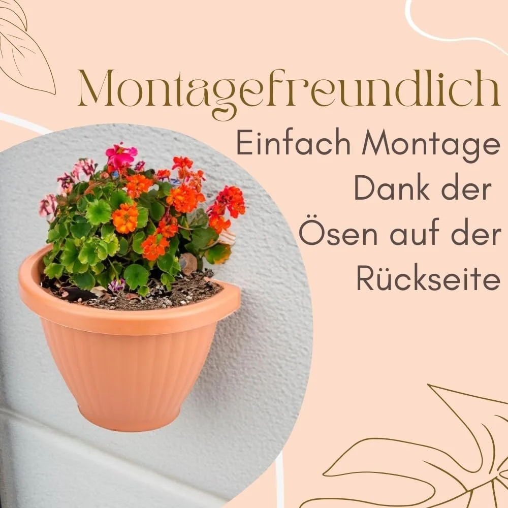 Настінний квітковий горщик GarPet набір 2 шт. 30 см теракотовий, фото №5