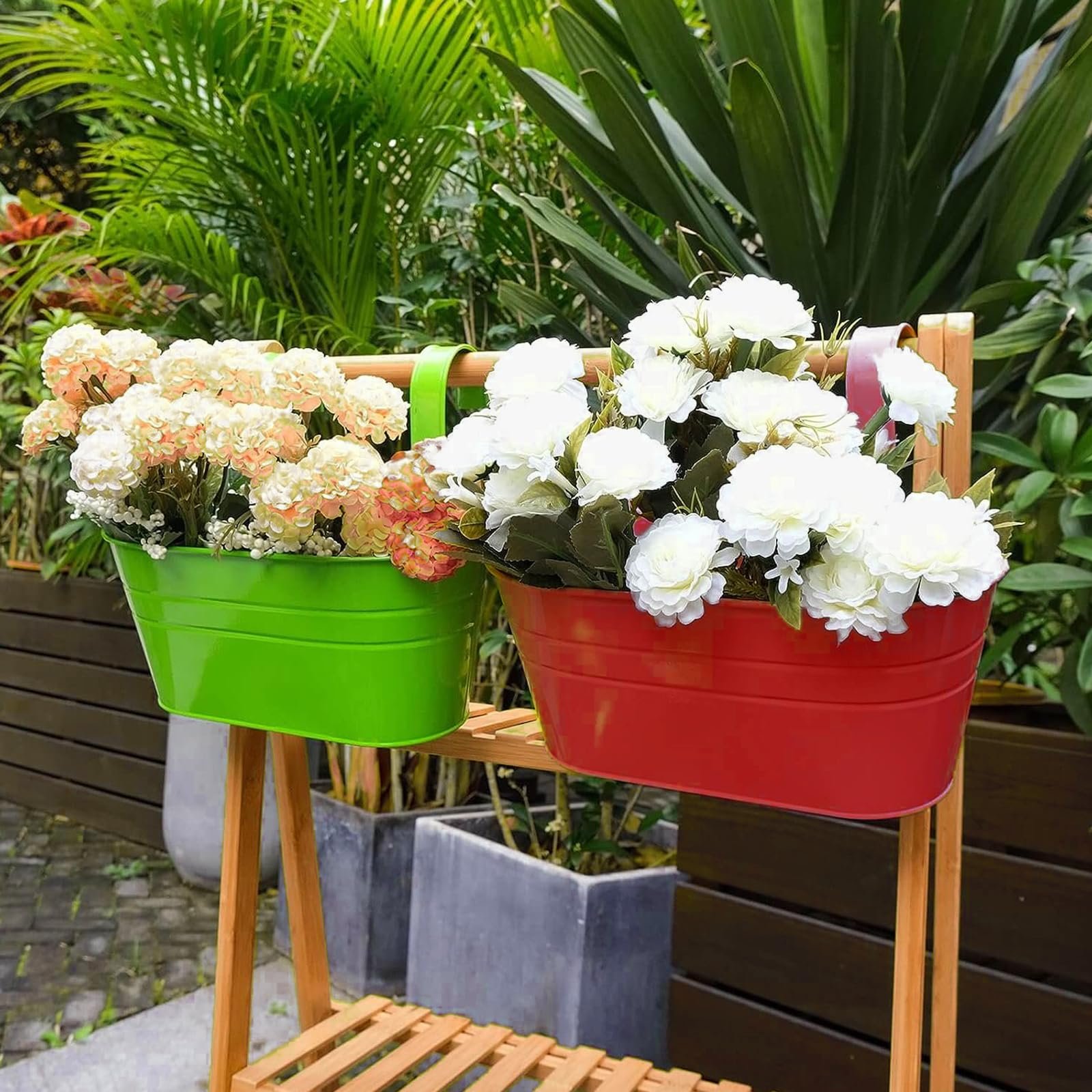 Підвісні квіткові горщики KINGLAKE Набір 4 шт 27 см металеві Різнокольорові, фото №5 Підвісні квіткові горщики KINGLAKE Набір 4 шт 27 см металеві Різнокольорові, фото №5