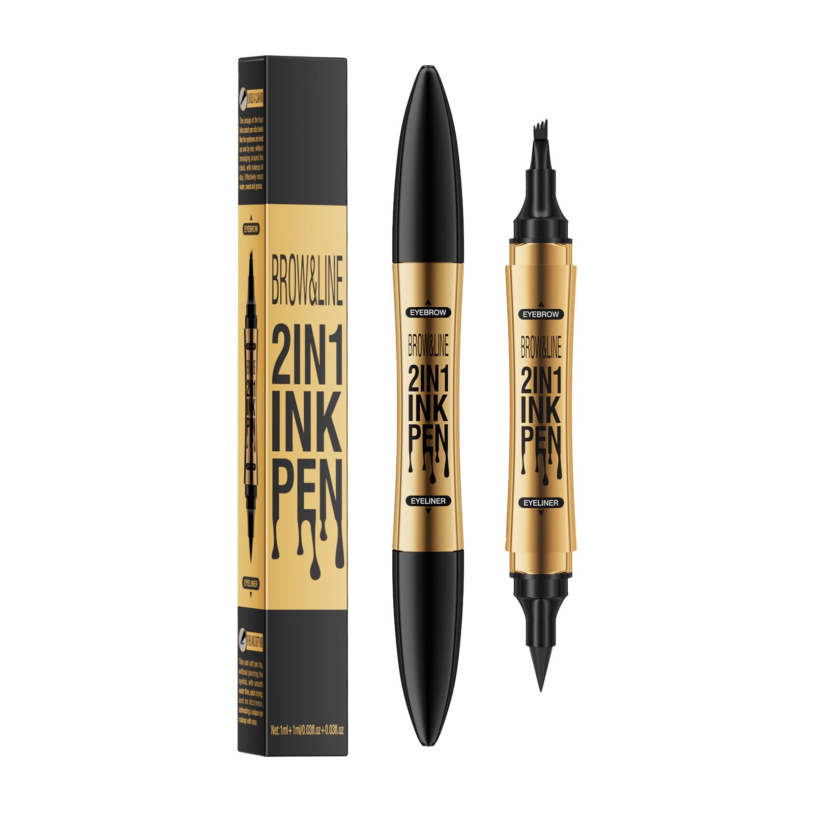 Мікроблейдинг олівець для брів 2-в-1 з підводкою для очей 4 Гострий Колір золотий, фото №1 Мікроблейдинг олівець для брів 2-в-1 з підводкою для очей 4 Гострий Колір золотий, фото №1