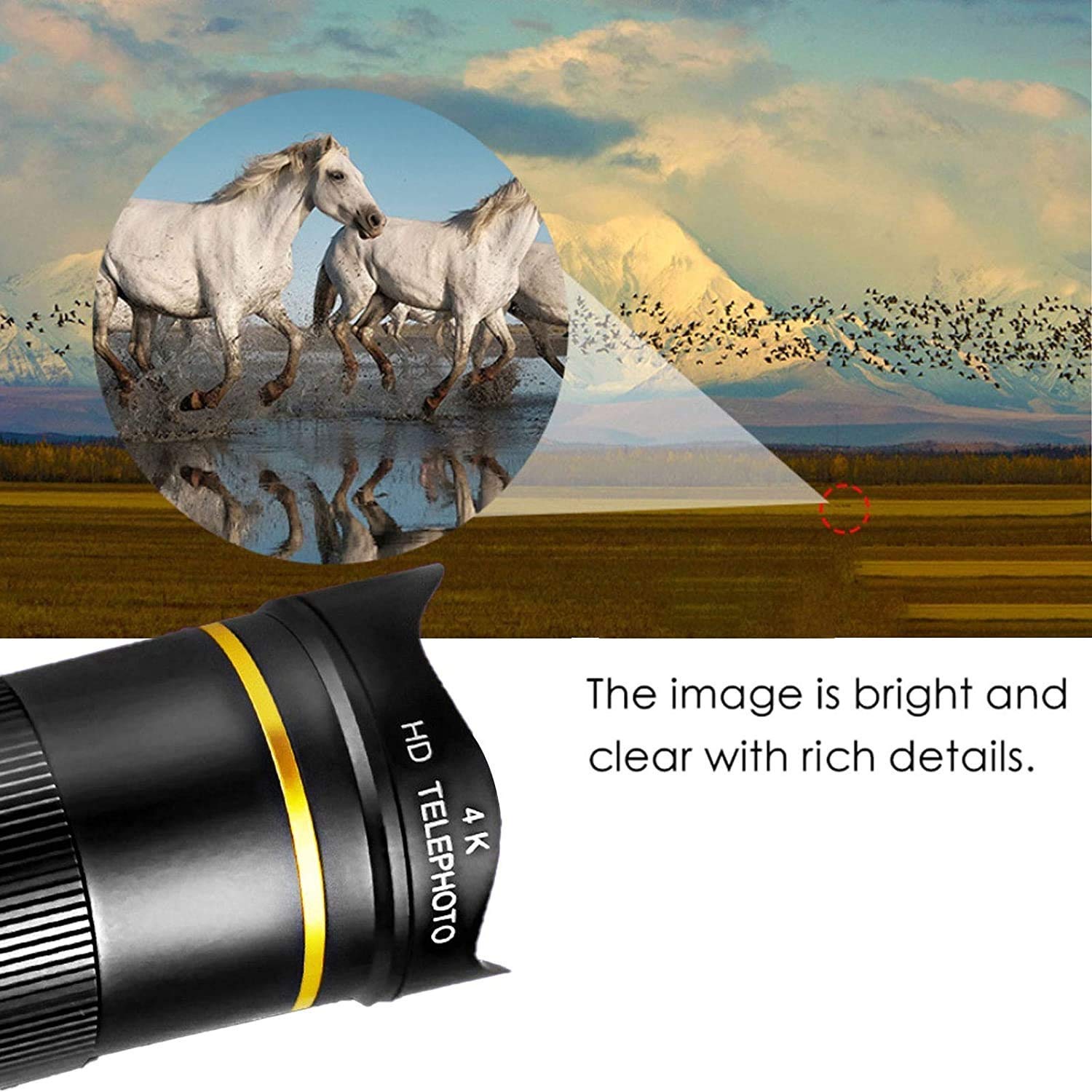 Монокулярний телескоп 4K HD Telezoom чіткий призма зі смартфон-адаптером та штативом для спостереження за птахами легкий, фото №2