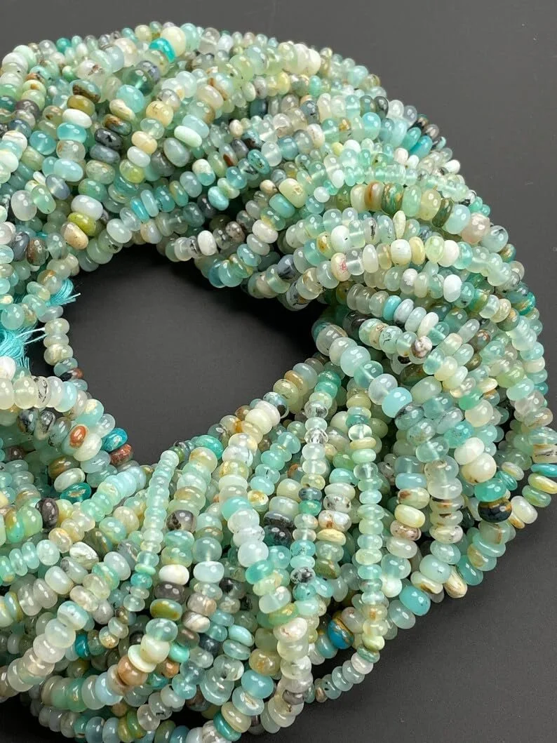 Бусины из натурального перуанского опала Rondella, ограненные, 4 мм, нить длиной 33 см, камни для изготовления ювелирных изделий для ожерелья, браслета, фото №3