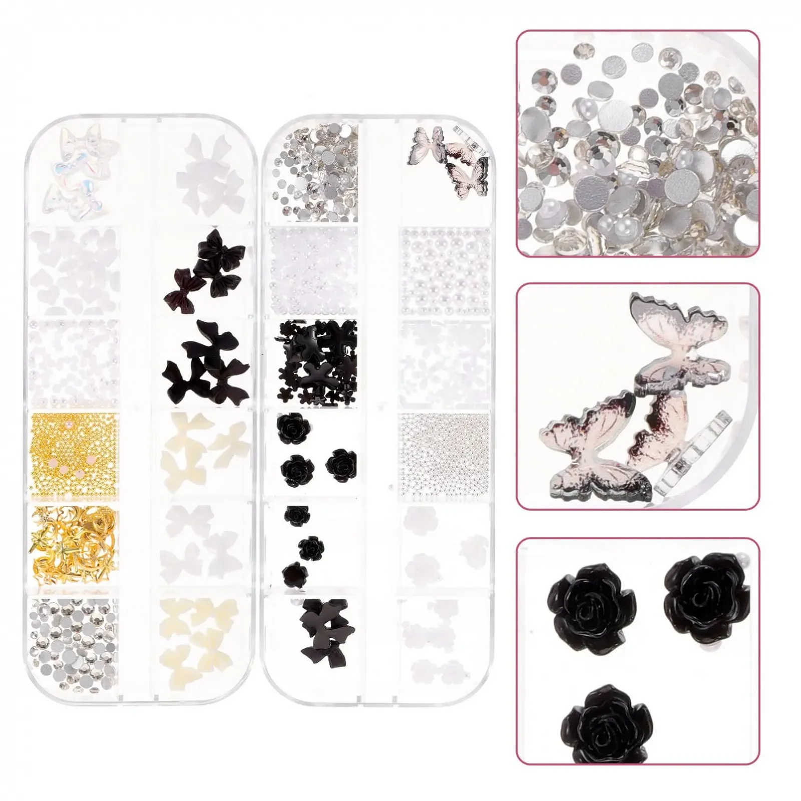 Стразы для ногтей COHEALI Черные 4 коробки Аксессуары для маникюра, фото №6