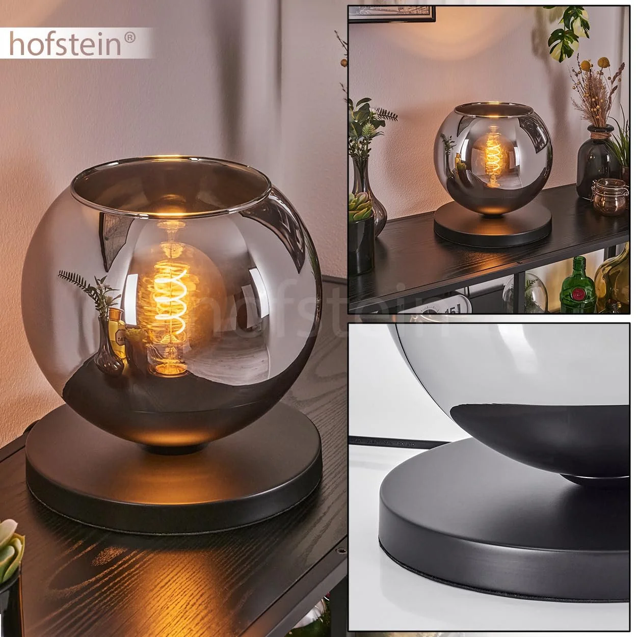 Настільна лампа Koyoto Metal/Glass Modern Retro/Vintage 25 см E27 Чорний/Хром, фото №2