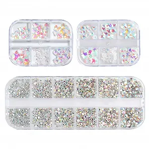 Различные формы Стразы для ногтей AB Камни для ногтей Хрустальные украшения для ногтей Подвески с плоским дном Стекло для ногтей Макияж Одежда Обувь - Фото 1