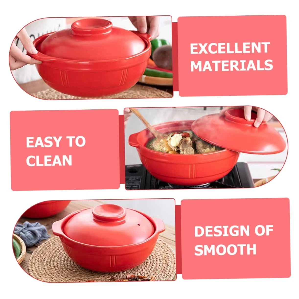 Кастрюля TIDTALEO термостойкая для фрикасе красная, фото №8