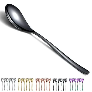 Ложки столовые Kyraton, 6 шт, 8 дюймов, нержавеющая сталь, с титановым покрытием, черные - Фото 1