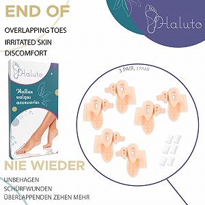 Роздільник для великого пальця ноги HALUTO, 3 пари / 6 штук, силіконовий synthetic.ua - Фото 1