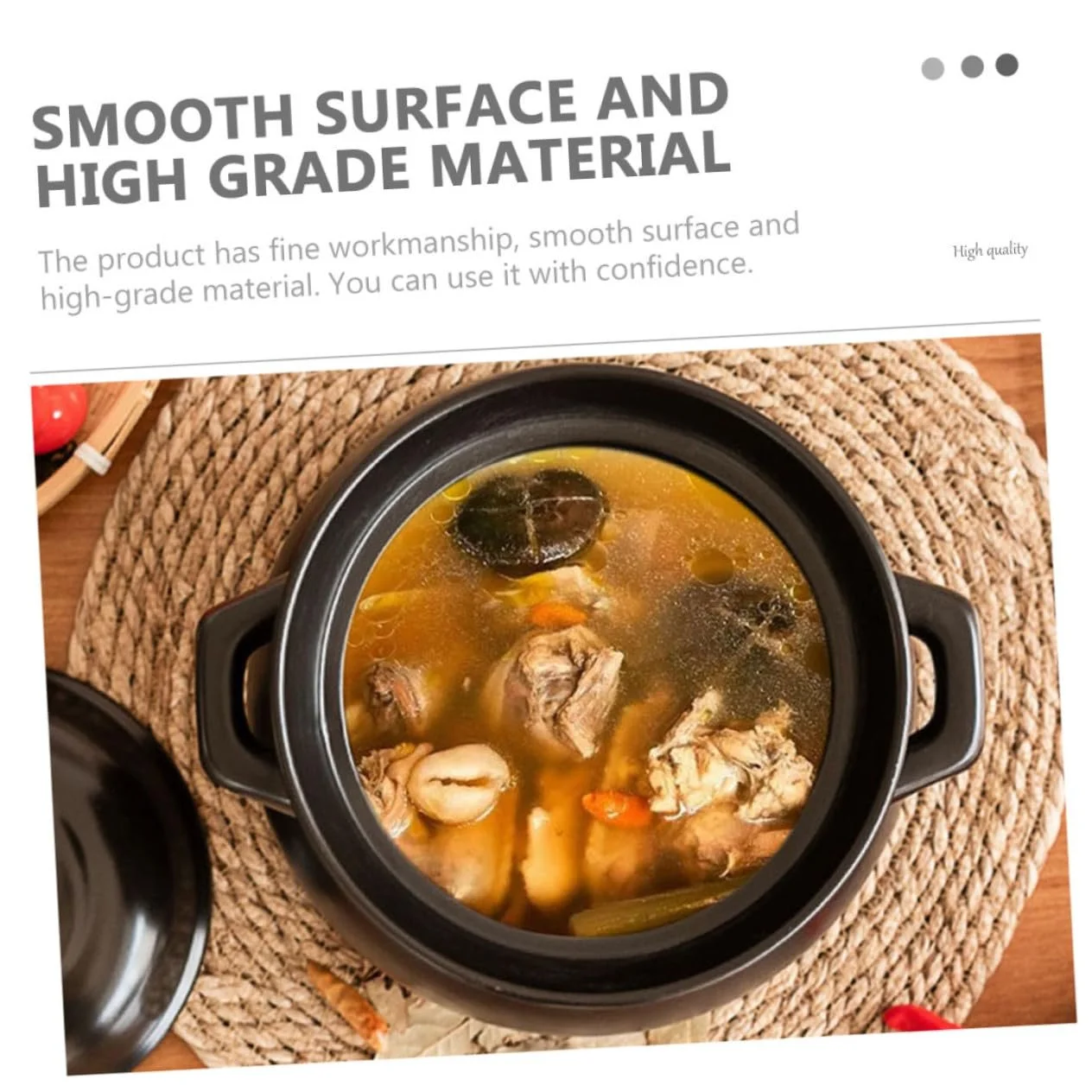 Кастрюля керамическая с крышкой термостойкая черная, фото №4