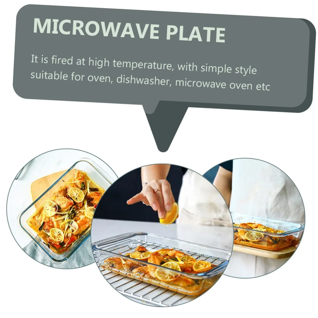 Форма для запекания TOYANDONA стеклянная прямоугольная термостойкая с двойными ручками, фото №5