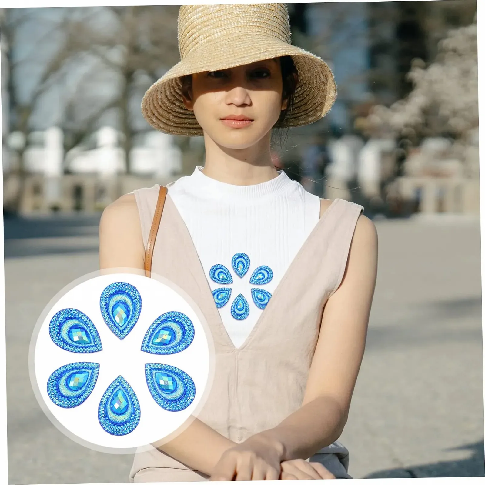 Стрази зі смоли STOBOK у формі павича, краплеподібні, 100 штук для одягу ручної роботи, взуття, прикрас, фото №2