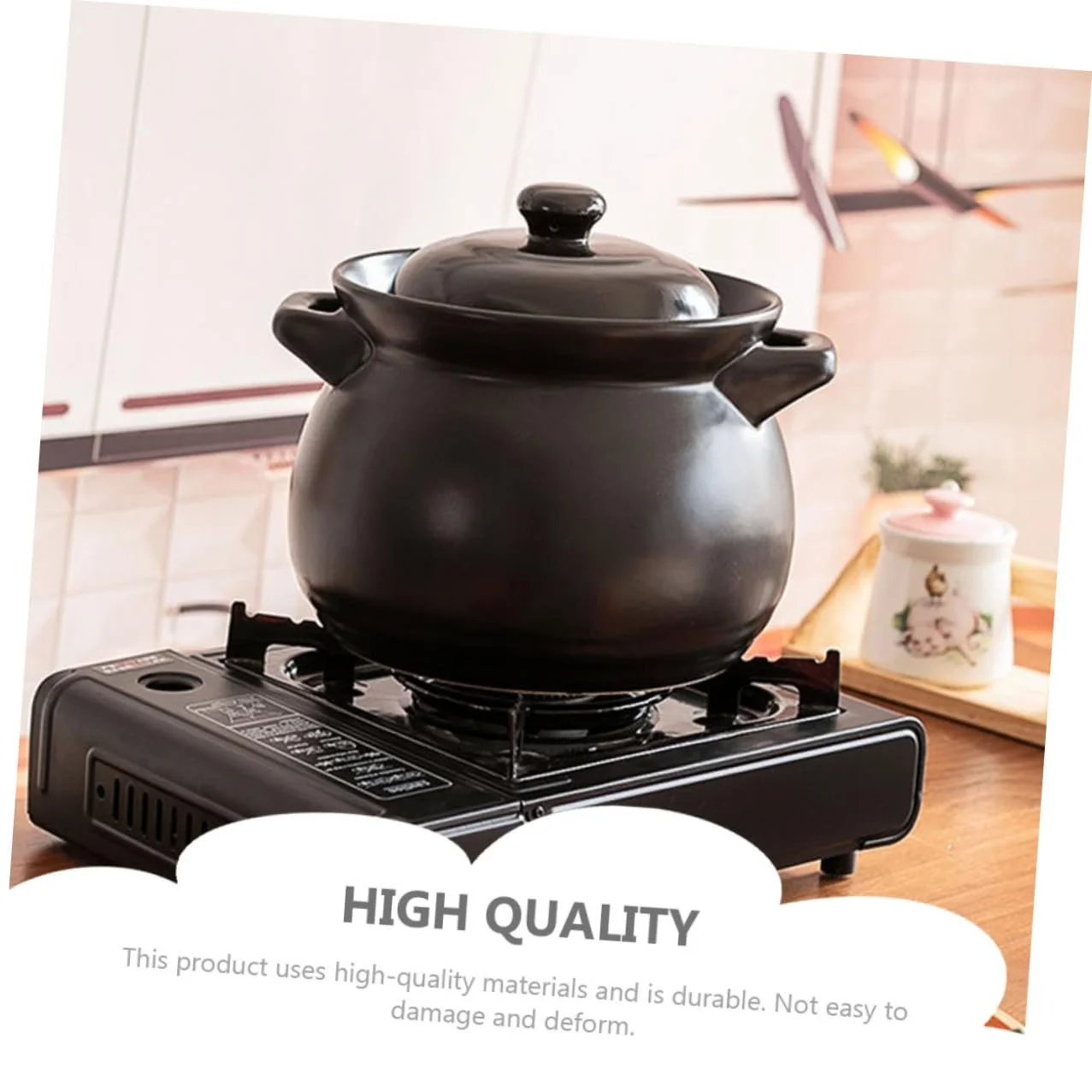 Кастрюля керамическая жаропрочная Черная, фото №2