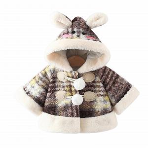 Детская накидка Generisch, теплая клетчатая куртка-накидка для мальчиков и девочек, милая куртка с длинными рукавами и капюшоном, повседневная куртка на пуговицах, осенние и зимние топы - Фото 1