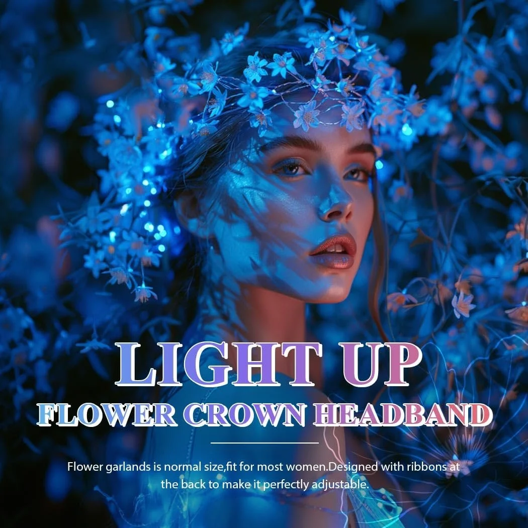 Вінок для волосся Zoestar зі світними квітами, фото №6 Вінок для волосся Zoestar зі світними квітами, фото №6