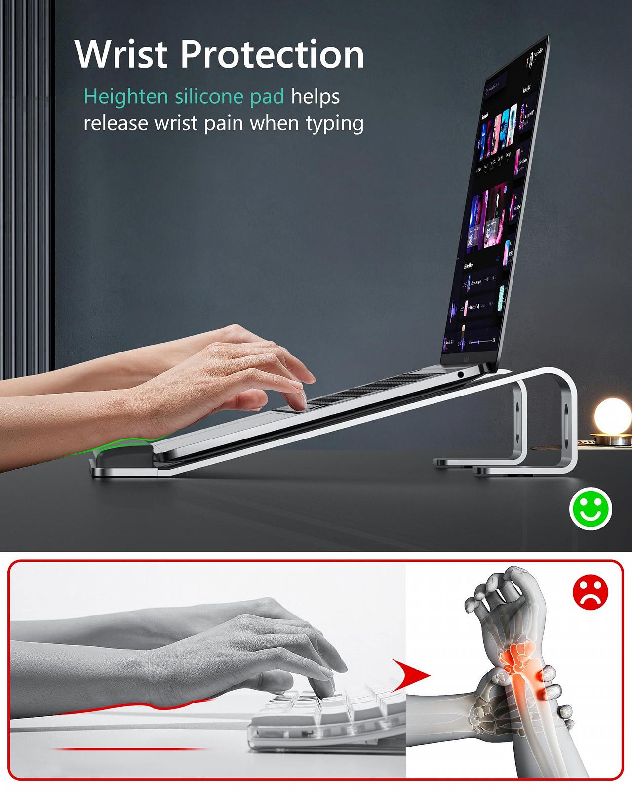 Підставка для ноутбука алюмінієва з підставкою для зап'ястя JCZT сумісна з усіма ноутбуками 25,4-43,2 см (10-17 дюймів), фото №2 Підставка для ноутбука алюмінієва з підставкою для зап'ястя JCZT сумісна з усіма ноутбуками 25,4-43,2 см (10-17 дюймів), фото №2