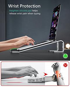 Підставка для ноутбука алюмінієва з підставкою для зап'ястя JCZT сумісна з усіма ноутбуками 25,4-43,2 см (10-17 дюймів) synthetic.ua - Фото 1