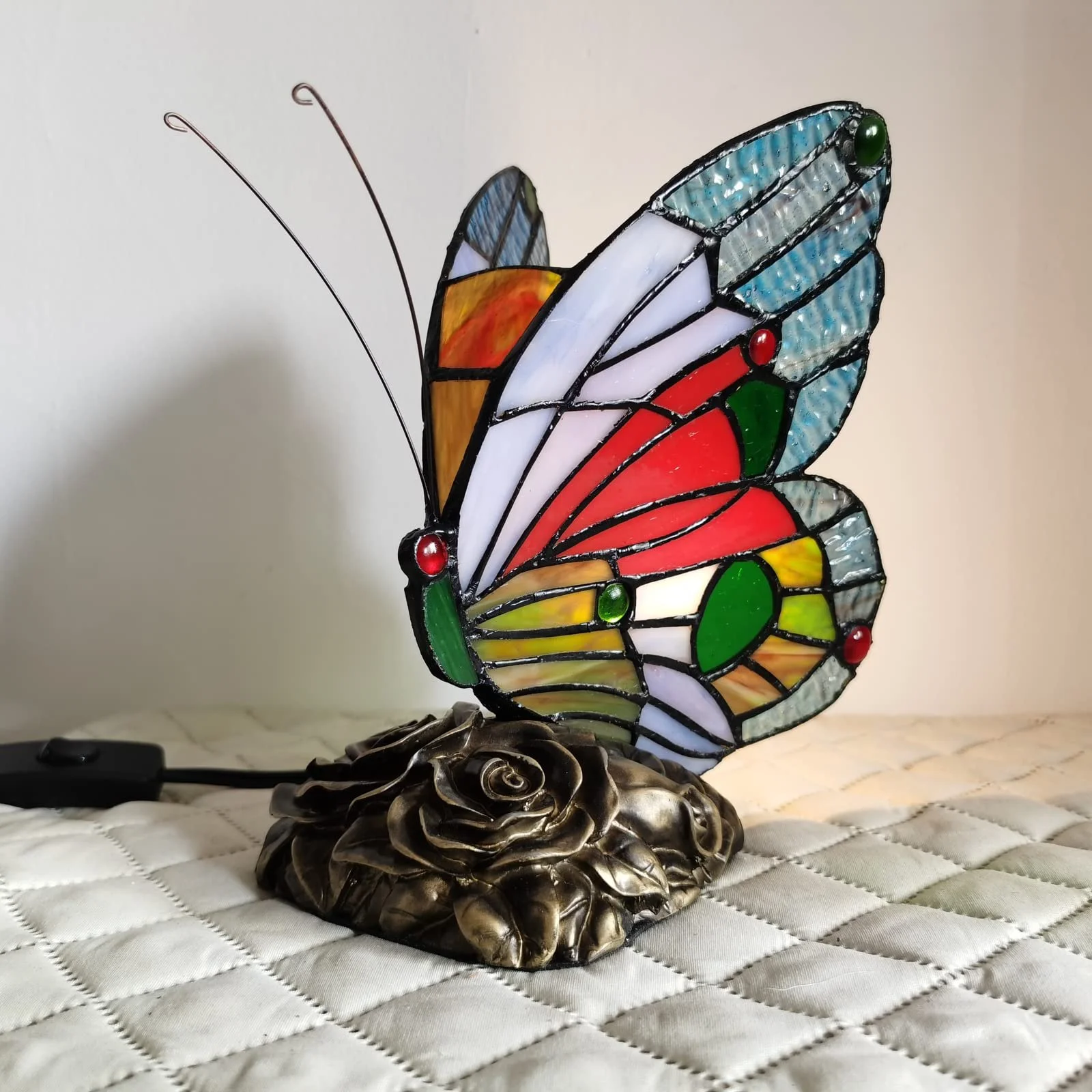 Настільна лампа Tiffany Butterfly Вінтажна Вітражне скло Метелик, фото №3