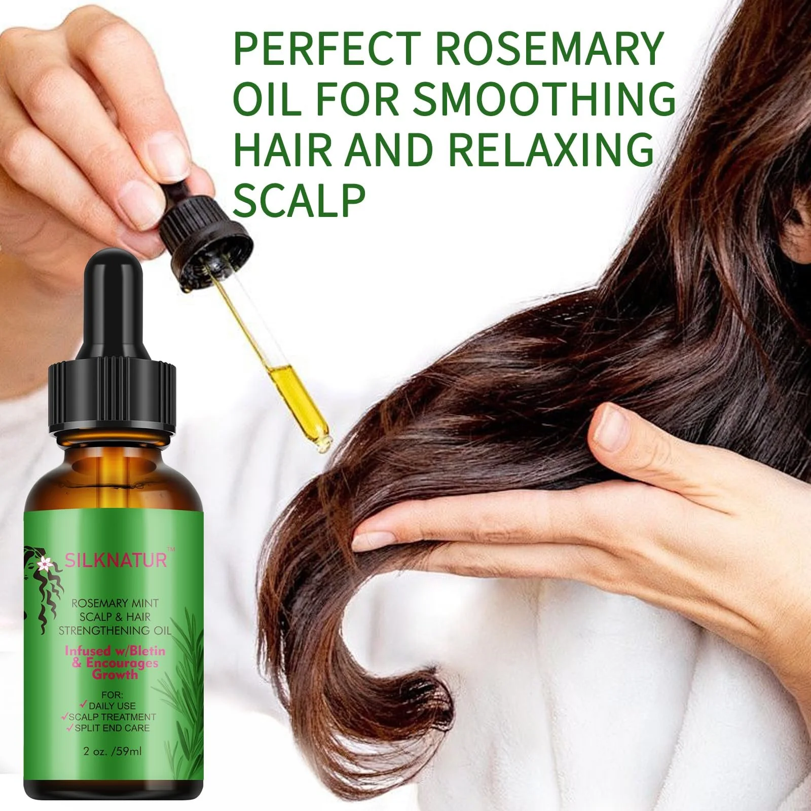 Олія SilkNatur Розмарин та М'ята для Зміцнення Шкіри Голови та Волосся Подвійна Упаковка (2 x 59 мл), фото №7