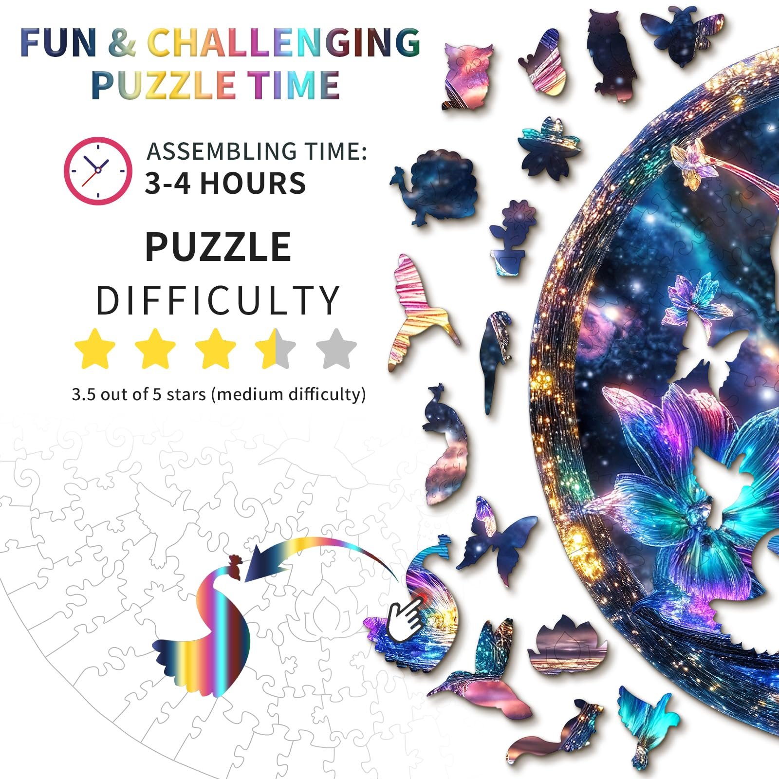 Дерев'яний пазл Hummingbird 295 деталей 34 x 34 см, фото №4