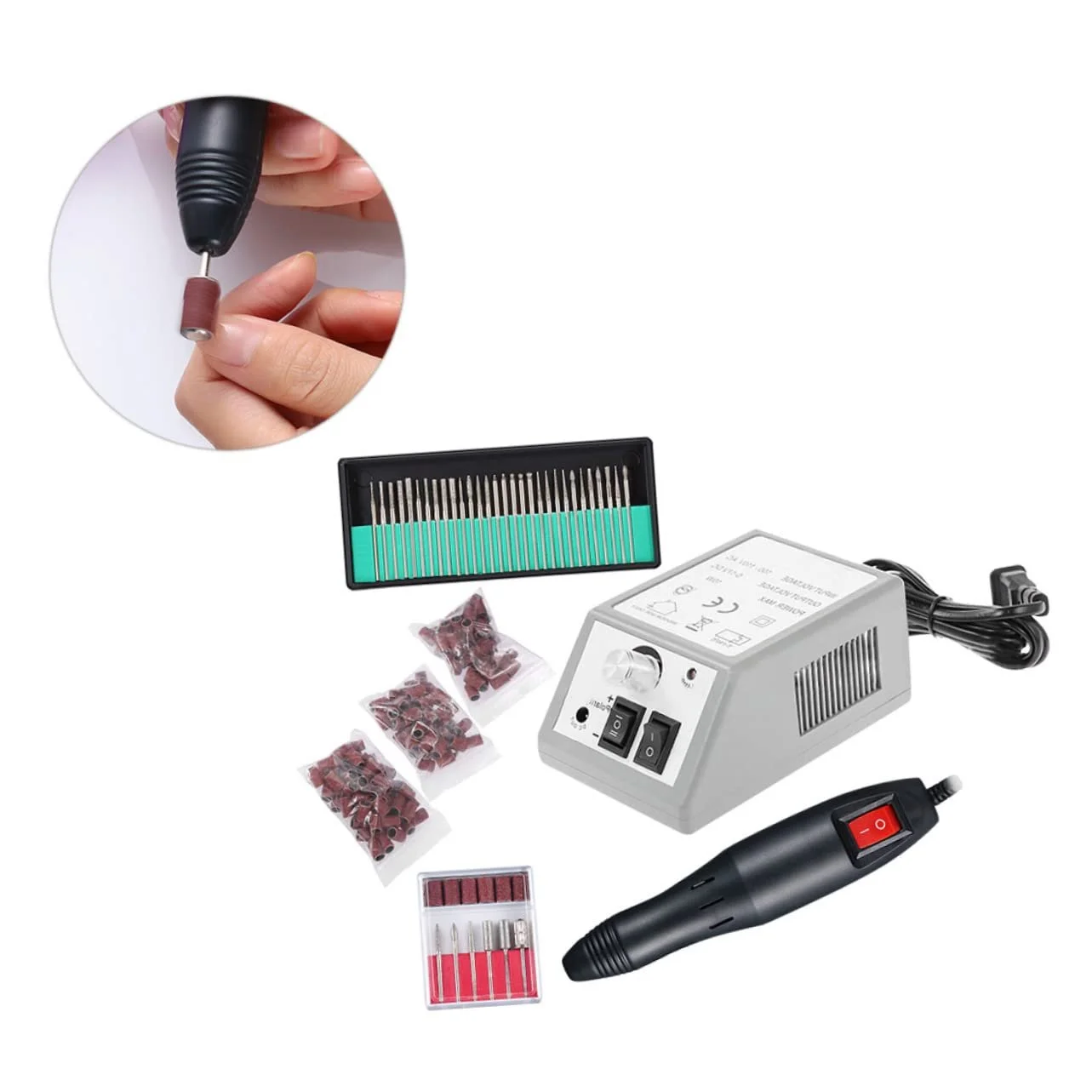 Электрический набор для маникюра и педикюра OATIPHO со шлифовальными лентами, фото №4