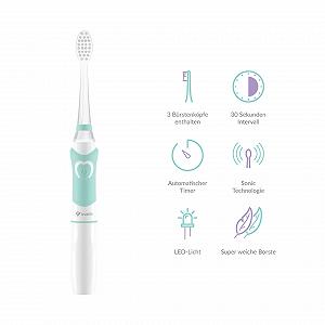 Звукова зубна щітка TrueLife SonicBrush Kid G для дітей 5-9 років таймер м'яка щетина 30 наклейок LED-підсвічування на батарейках компактний дизайн synthetic.ua - Фото 1