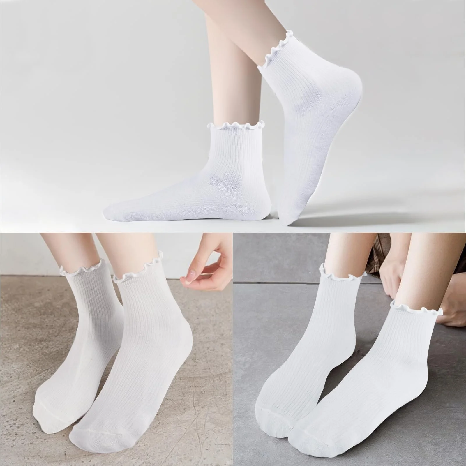 Шкарпетки з рюшами (5 пар) Бавовна Білий, фото №7