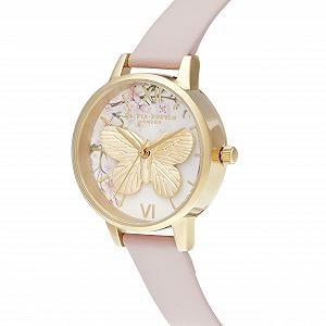 Жіночий аналоговий кварцовий годинник Olivia Burton OB16EG125, рожевий веганський шкіряний ремінець, золотий, браслет synthetic.ua - Фото 1