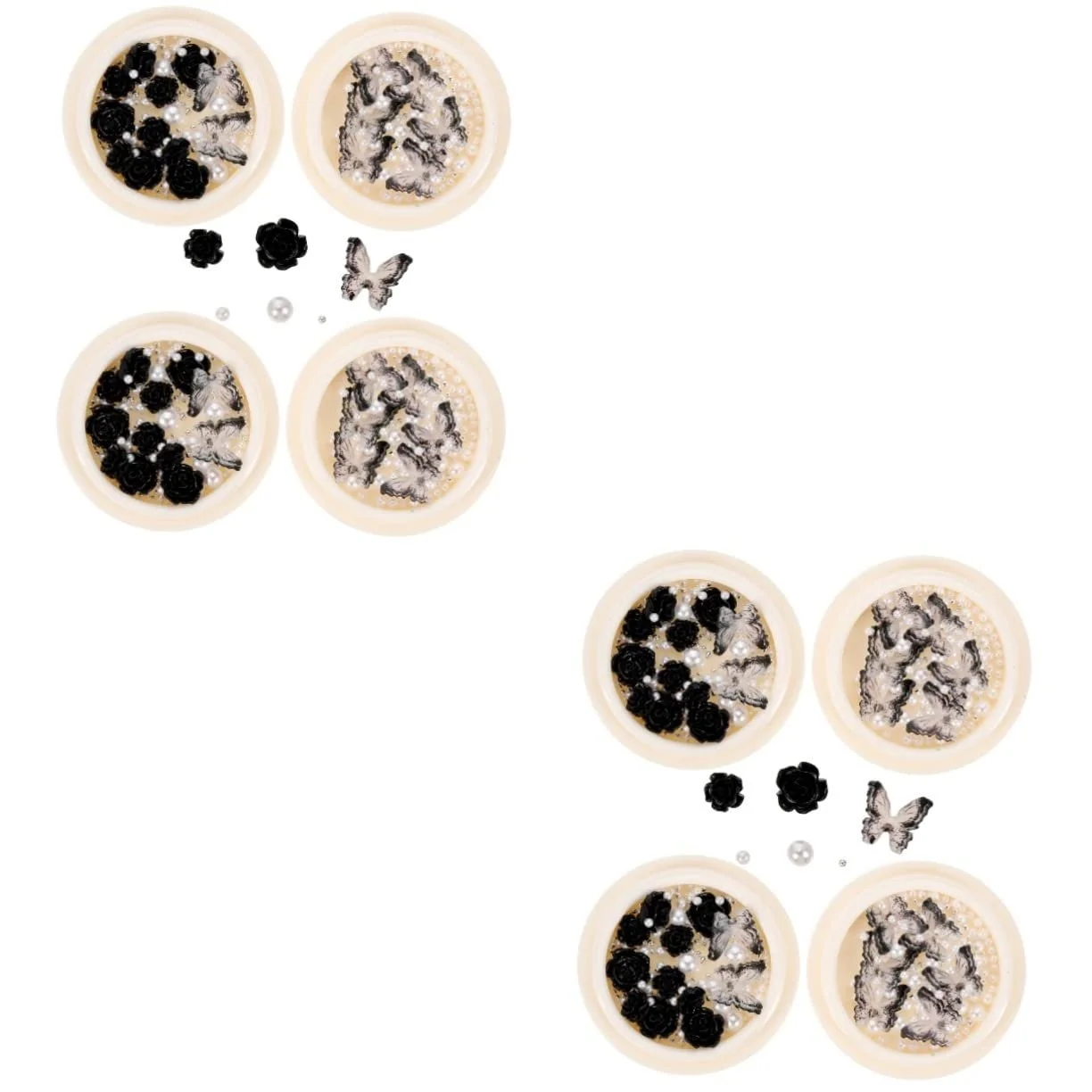 Коробки FRCOLOR с подвесками для ногтей с черными стразами, жемчужными драгоценностями и цветами для творческого дизайна ногтей и проектов, фото №1