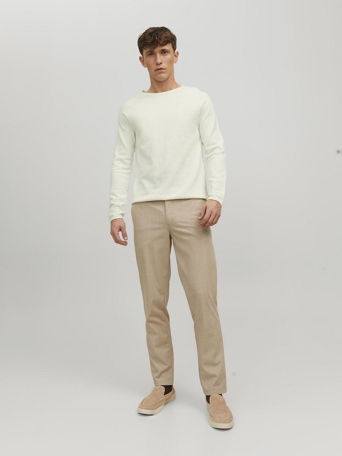 В'язаний пуловер JACK & JONES JJEHILL чоловічий, з круглим вирізом горловини, базова модель, з довгими рукавами, бавовняна сорочка, фото №5