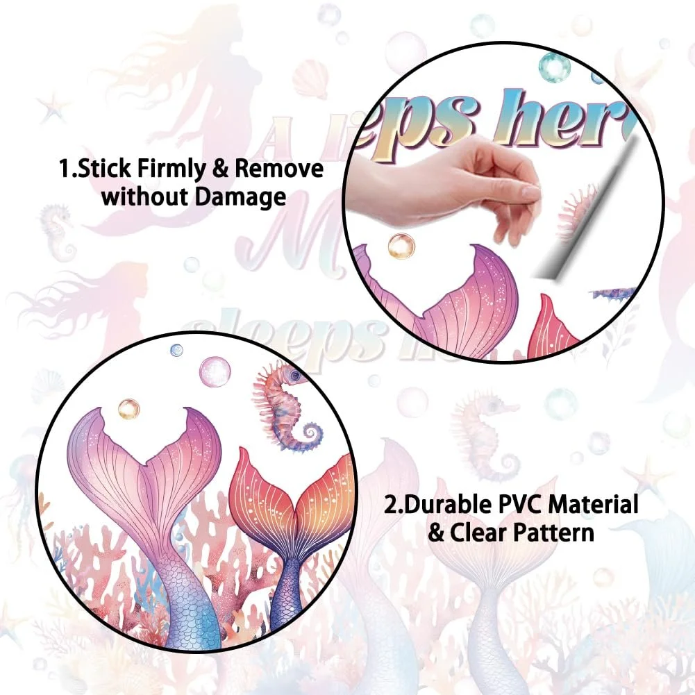 Наклейка на стіну Русалонька Океан набір 3 аркуші, фото №5