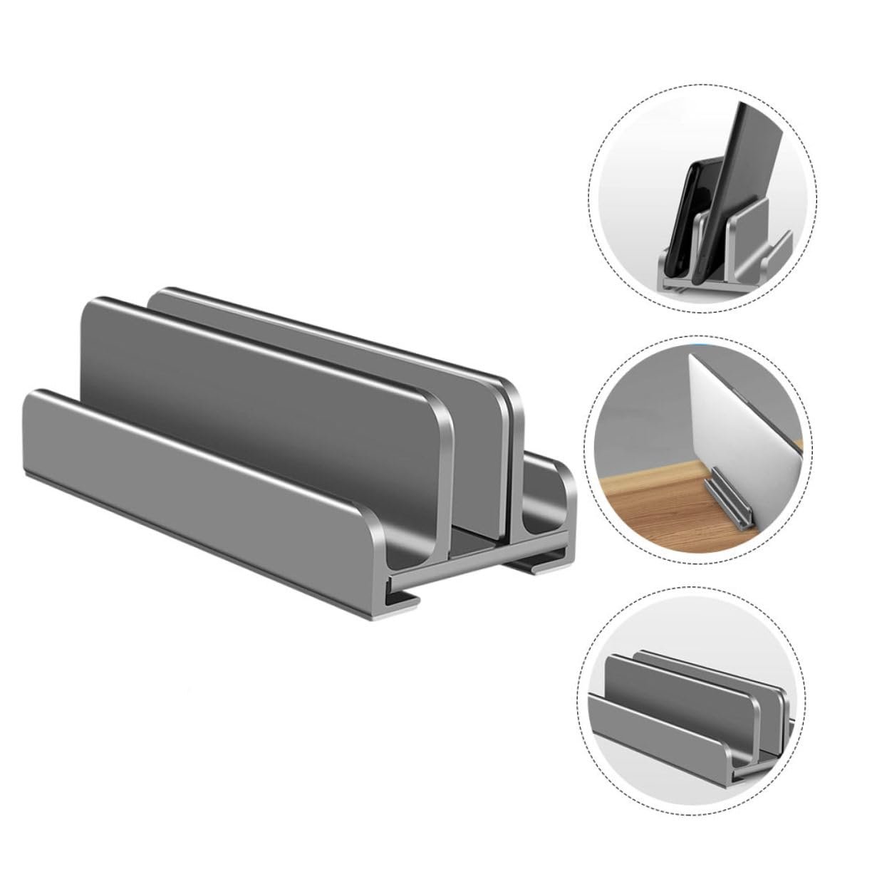 Регульована Підставка для ноутбука Алюмінієвий сплав з силіконовою основою для відведення тепла Вертикальна, фото №7