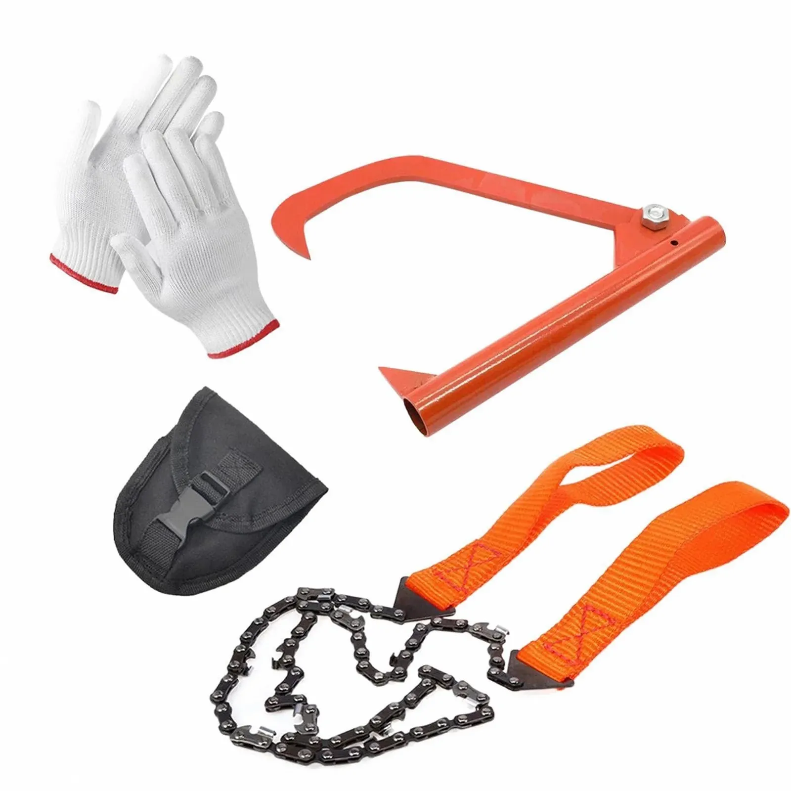 Пила кишенькова ланцюгова Portable Pocket Chainsaw Rope Saw Set 4 предмети Нержавіюча сталь із сумкою та рукавичками, фото №1