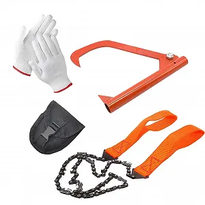 Пила кишенькова ланцюгова Portable Pocket Chainsaw Rope Saw Set 4 предмети Нержавіюча сталь із сумкою та рукавичками - Фото 1