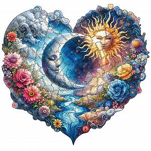 Деревянный пазл Sun and Moon 200 элементов Уникальная форма животных - Фото 1