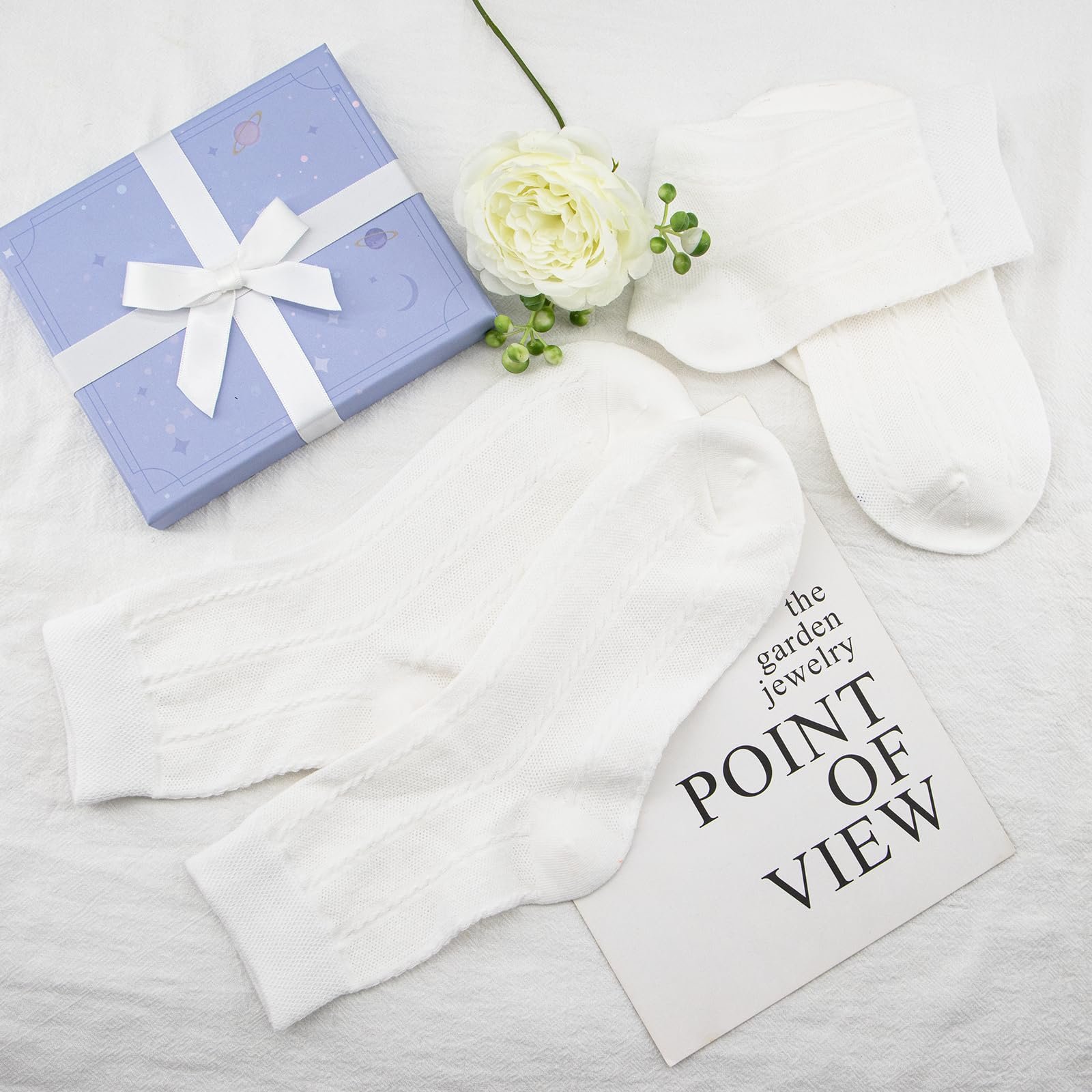 Носки Женские Хлопковые Тонкие 6 пар, 35-42, Дышащие Сетчатые Белые Носки-четверти Выше Щиколотки, Рифленые Носки Половинной Высоты для Спорта и Отдыха Летние, фото №6