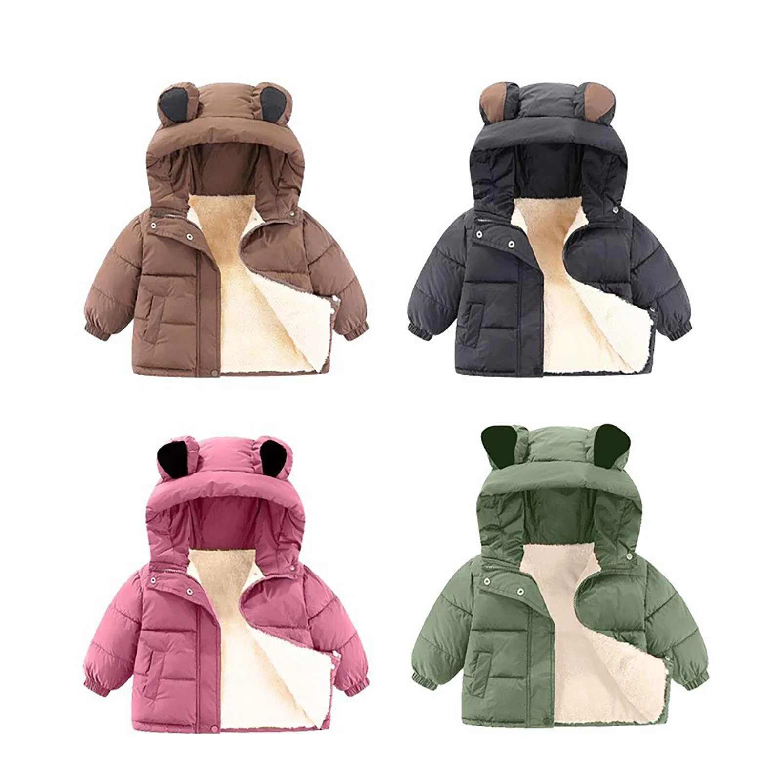 Зимняя куртка для девочек Теплая, Пуховик для мальчиков Легкая стеганая куртка с капюшоном Переходная куртка Водонепроницаемое зимнее пальто Элегантная однотонная Осенняя куртка Термокуртка Спортивная Базовая Гибридная куртка Свободная, фото №2