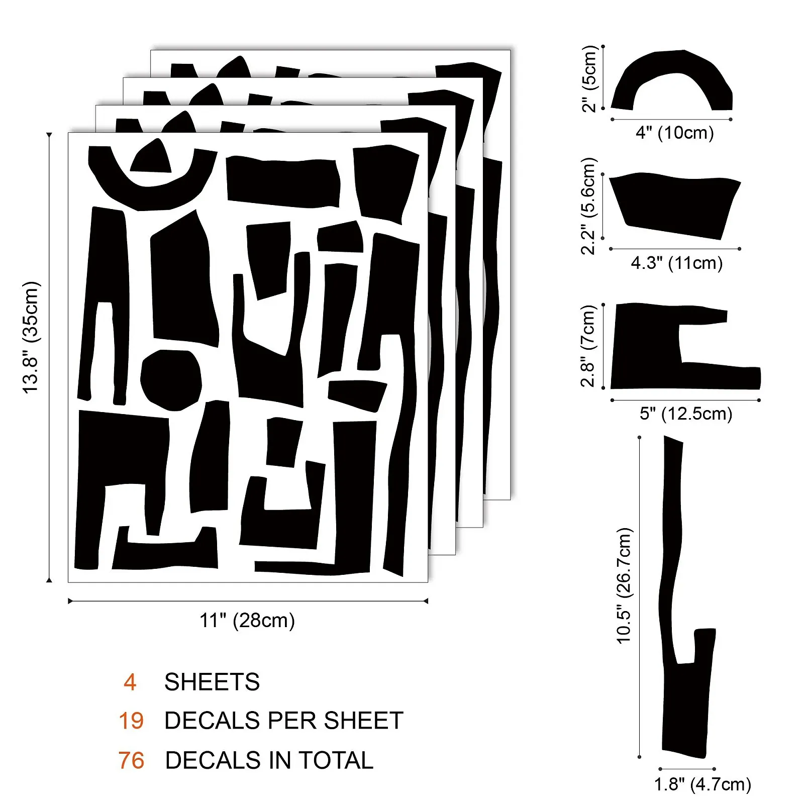 Наклейки на стіну Абстрактні форми Геометричні Вінілові 76 шт., фото №6 Наклейки на стіну Абстрактні форми Геометричні Вінілові 76 шт., фото №6