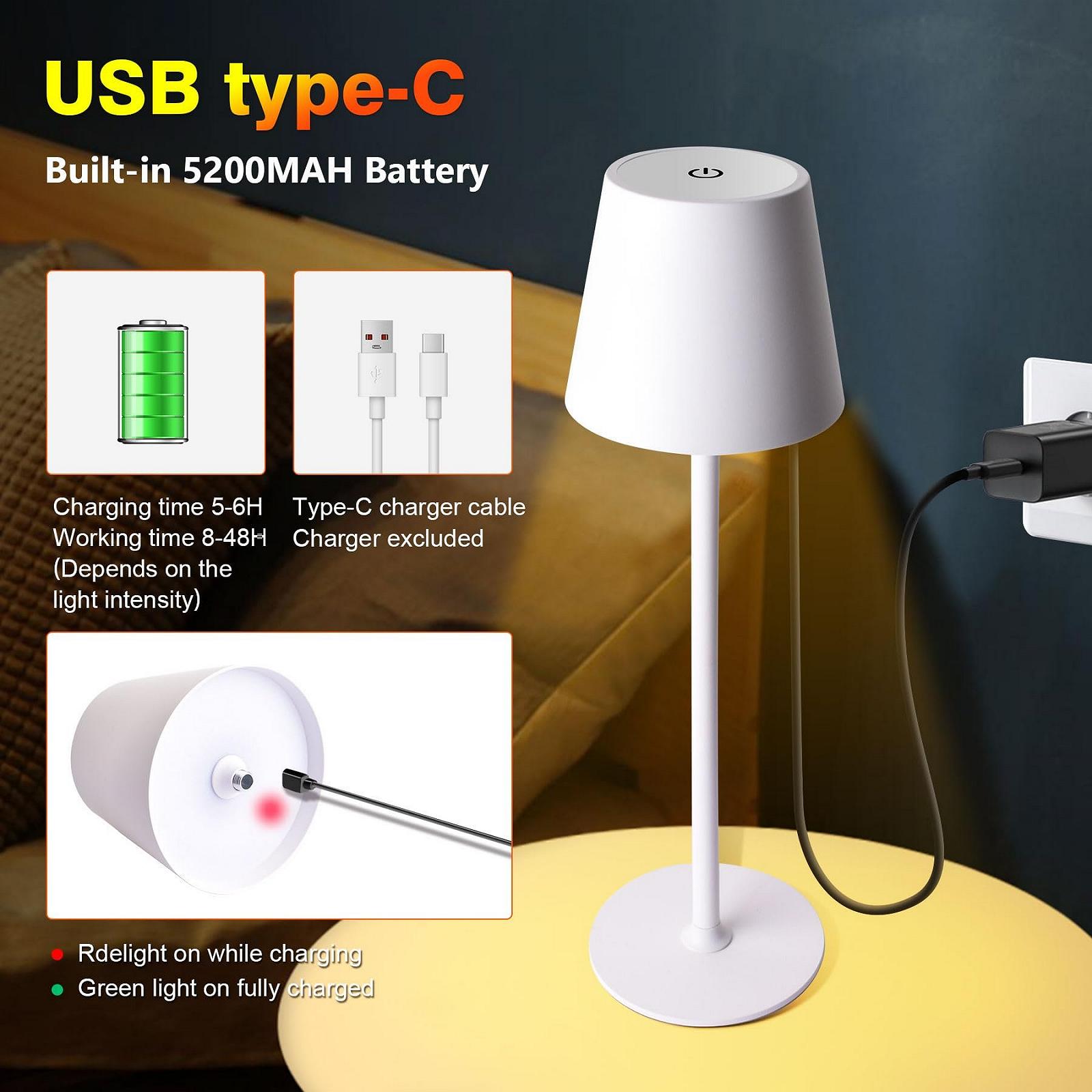 Настільна лампа LED акумуляторна бездротова з димуванням 2700 К - 6000 К USB IP54 Біла, фото №2